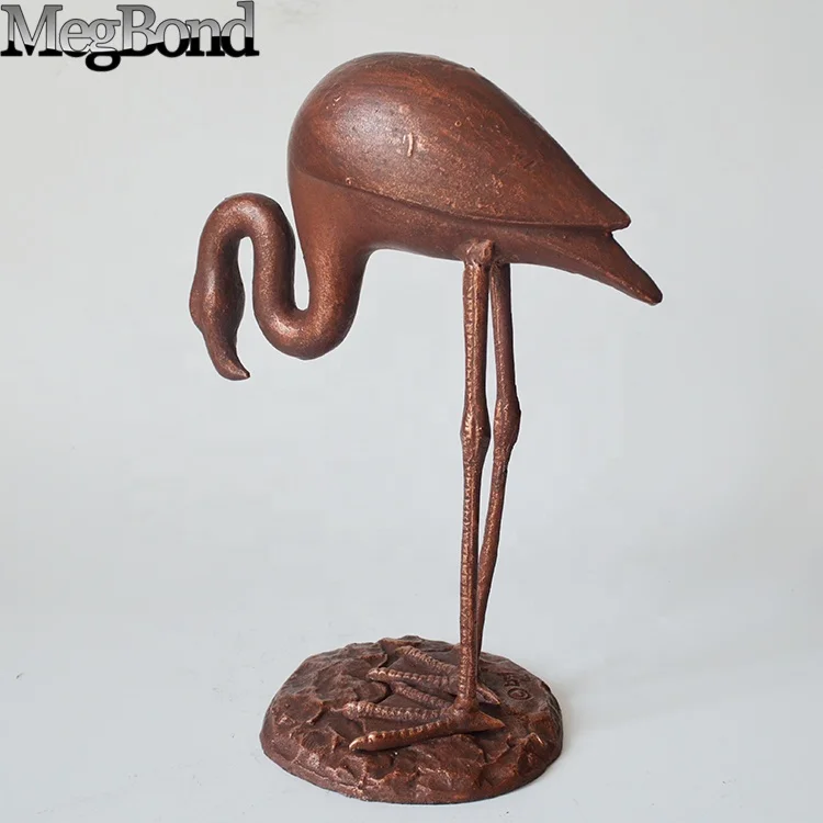 Cast iron flamingo metal sculpture large bird statues