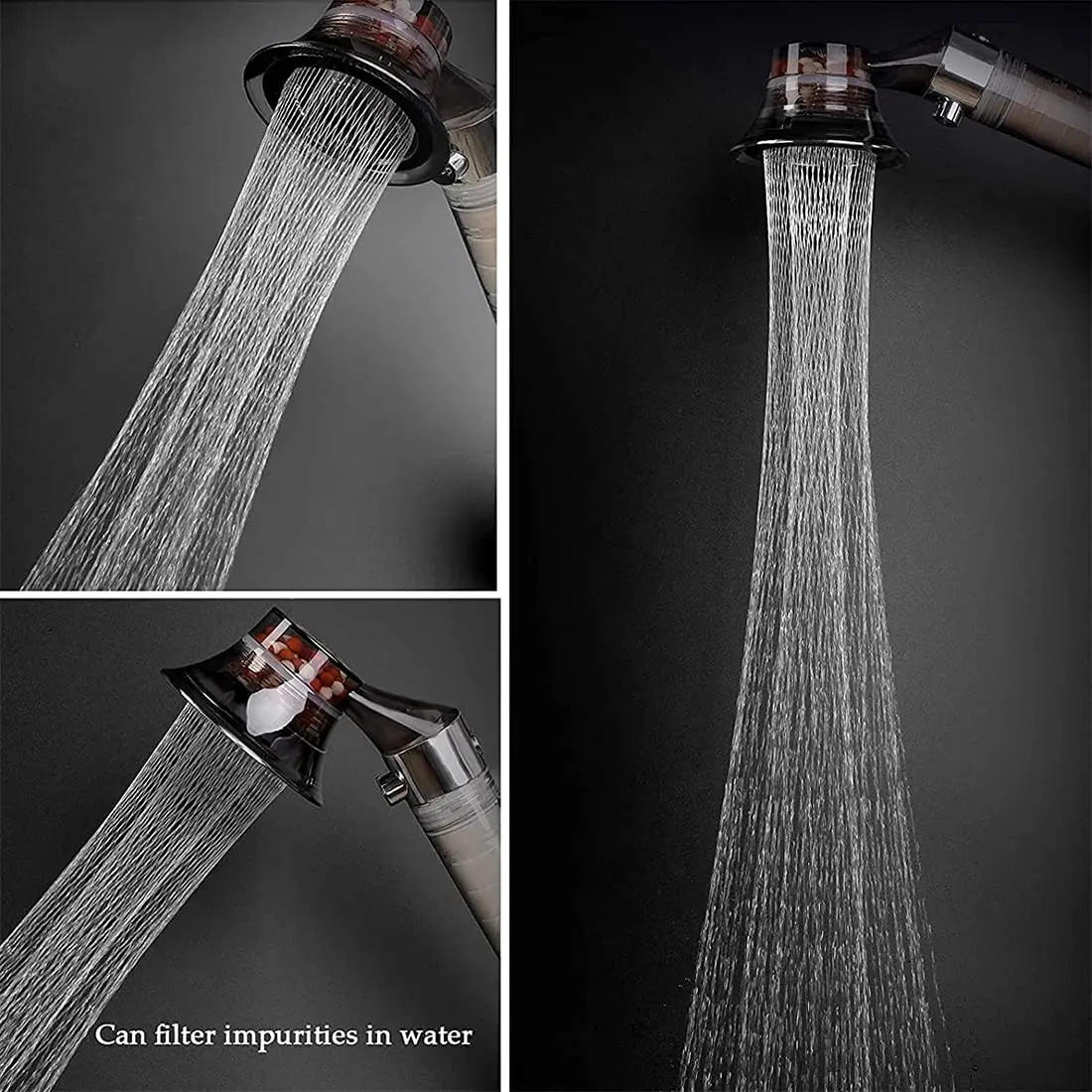 High Pressure Rainfall Spray Filter Shower Head One Key Stop Function Clean ABS Hand Filtered Shower Head For Hard Water