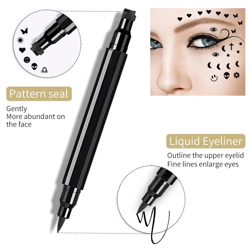 Custom private label  waterproof double-headed seal  cute eyeliner Stamp tattoo