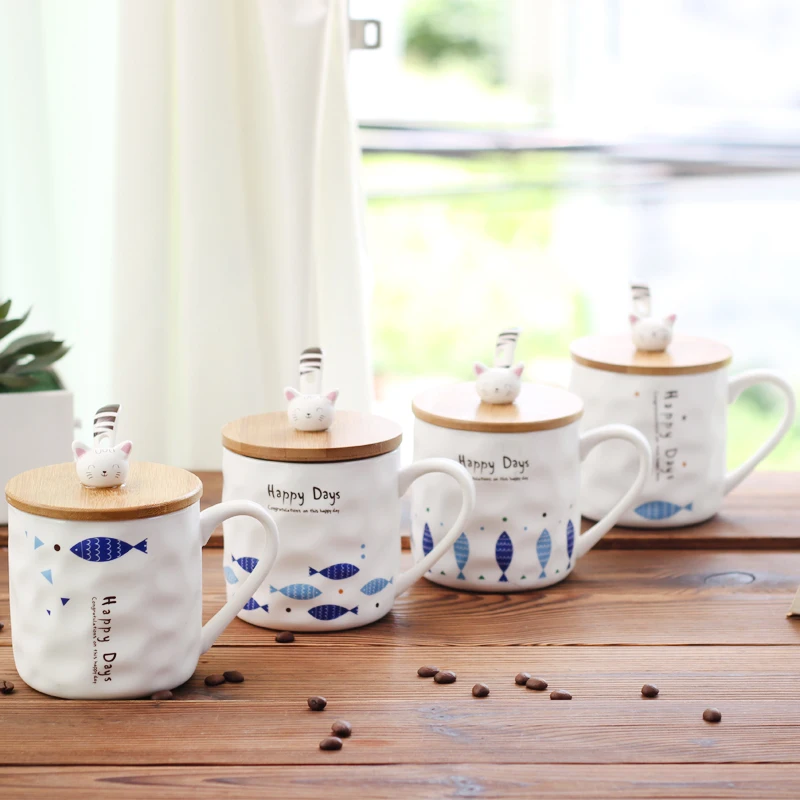 japanese unique cartoon cups creative kawaii cute nordic belly  cup cat mug ceramic pattern