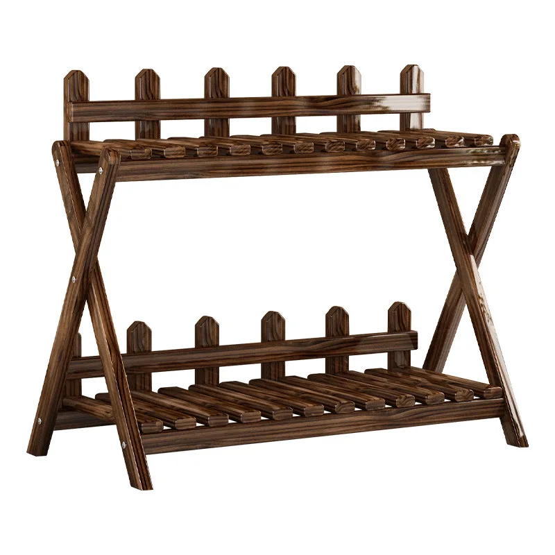 Flower Pot Stand Indoor Plant Stand Outdoor Multiple Plants 2 Tier Wood Corner Plant Shelf Rack Flower Pot Stand Holder