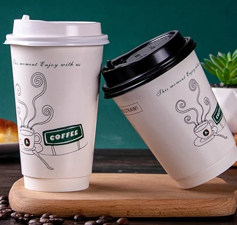 Custom Printing Fancy Disposable Paper Coffee Cup For Hot Drink Double Wall Paper Cup