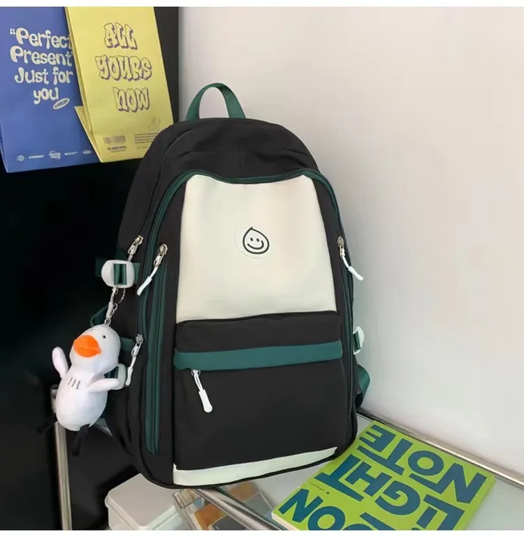 High Casual Large Capacity Waterproof School Bag Quality Simple Style Solid Color Backpack School Travel Nylon Backpack