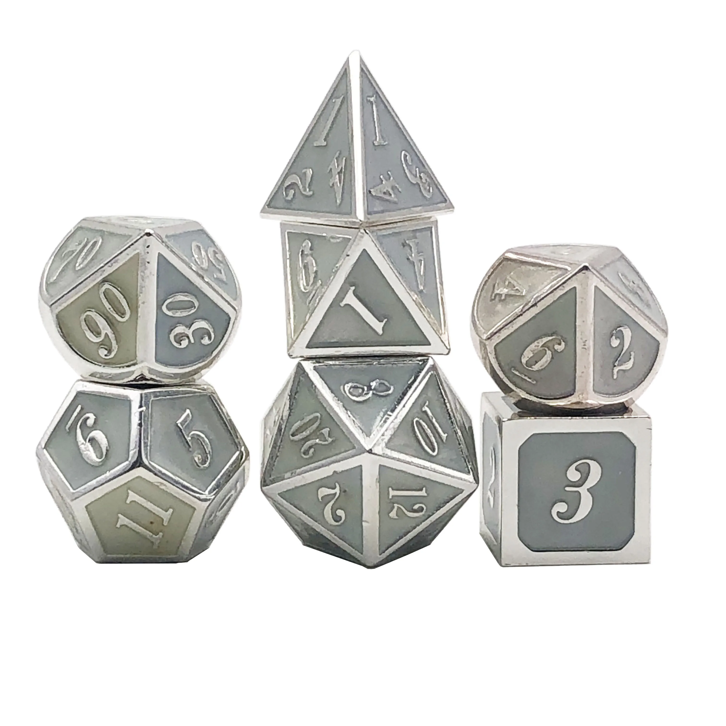 
Board Games Metal New Scales Custom Dice Set Dnd Dungeons Dragons Glowing Metal Dice 