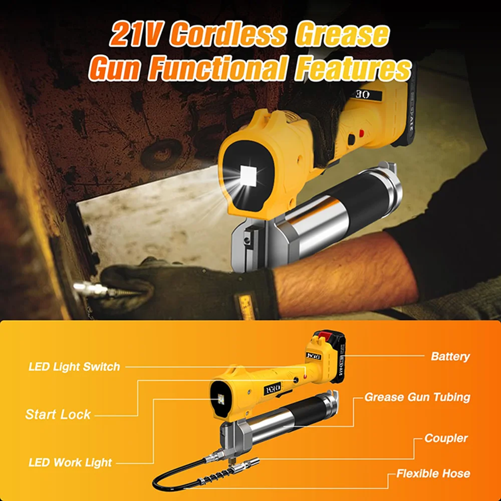 Professional Manufacturing 21V Cordless Electric Grease Gun Cordless Lubricating Oil Filling Machine For Car or Tools