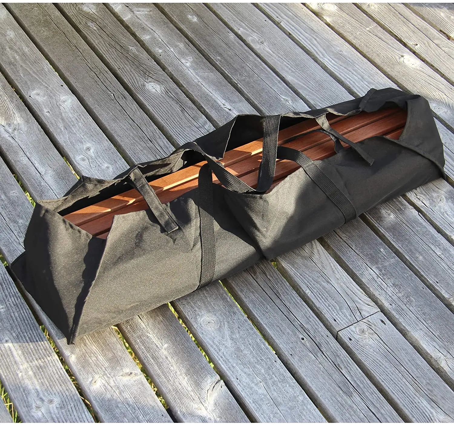 WOQI Lounge Outdoor Table Set Roll Top Legs Folding Wooden Table for Garden Patio Beach BBQ