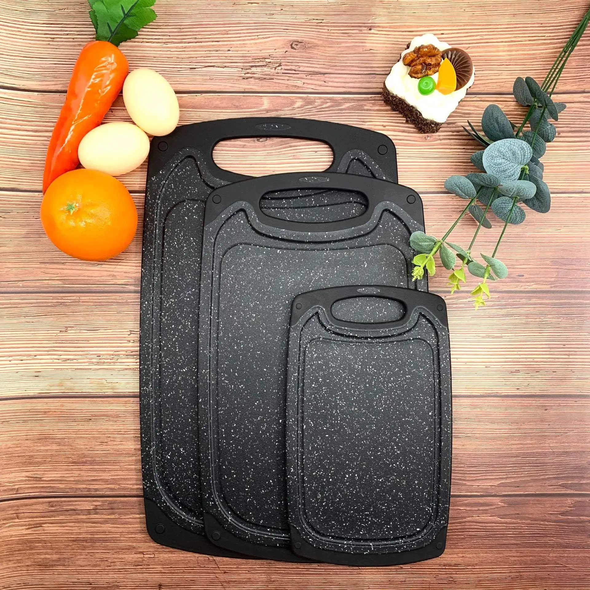 Homesun New Design Marble Black And White Dot Kitchen Accessories Food Grade Pp Cutting Board Mats Plastic Chopping Board