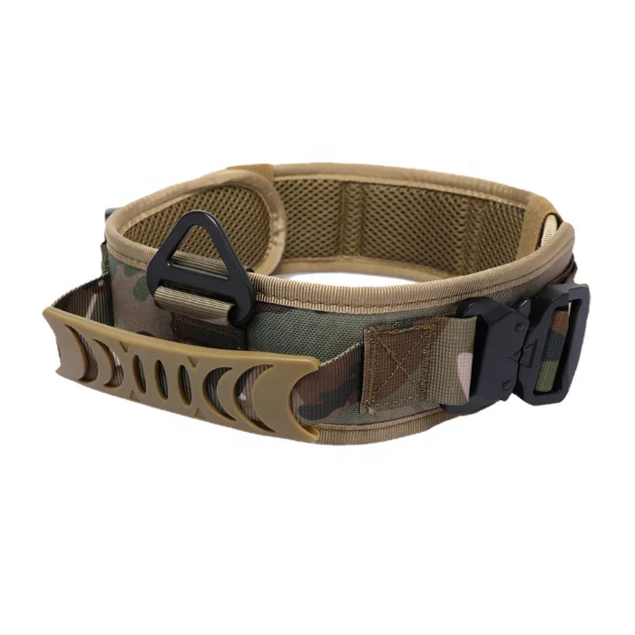 Adjustable Nylon Tactical Dog Collar Thick Training Metal Buckle Collar Quick Release For Large Dogs K9