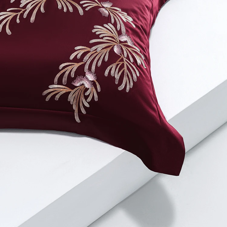 Red bed sheets 100% long-staple Cotton Set Factory Bedsheets Wholesale Embroider Bed Sheet Set Luxury