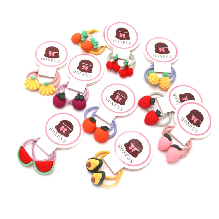 LDD58 резинки для волос с милыми фруктами и растительным узором, эластичная подвеска, резинка для волос для девочек