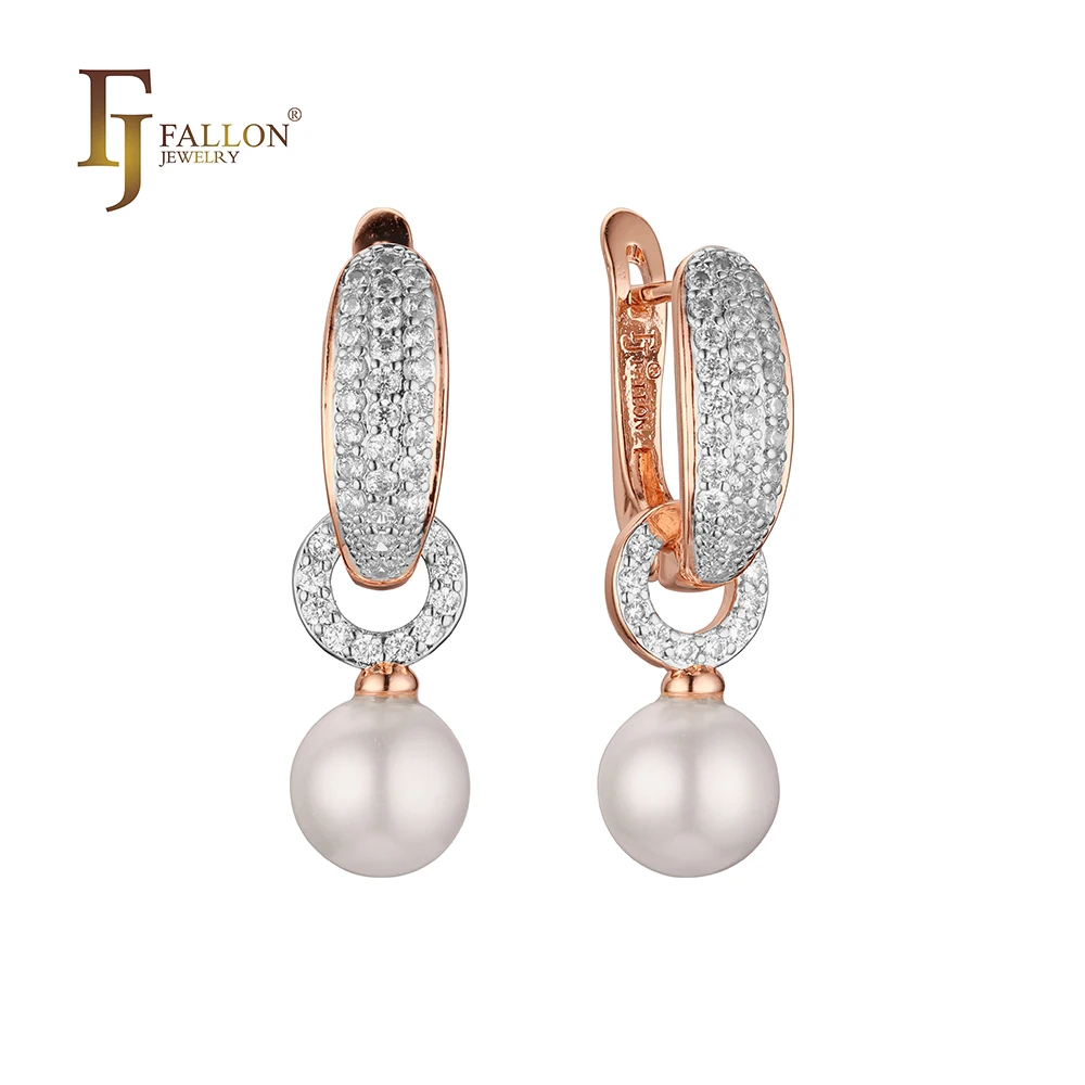 F92202475 FJ Fallon модные ювелирные изделия жемчужные серьги с покрытием из 585 розового золота двухцветная латунь
