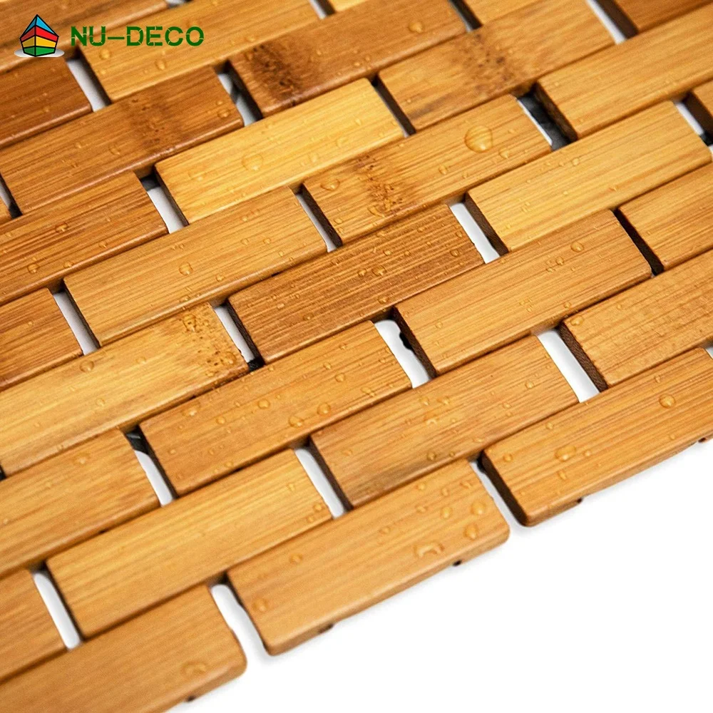 Eco-Friendly Non-Slip Floor Custom Bath Natural Bamboo Wood Shower Mat
