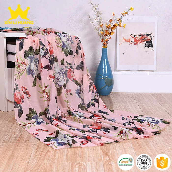 New Arrived Beautiful Design 100% Polyester Flower and Butterfly Printed Chiffon Fabric