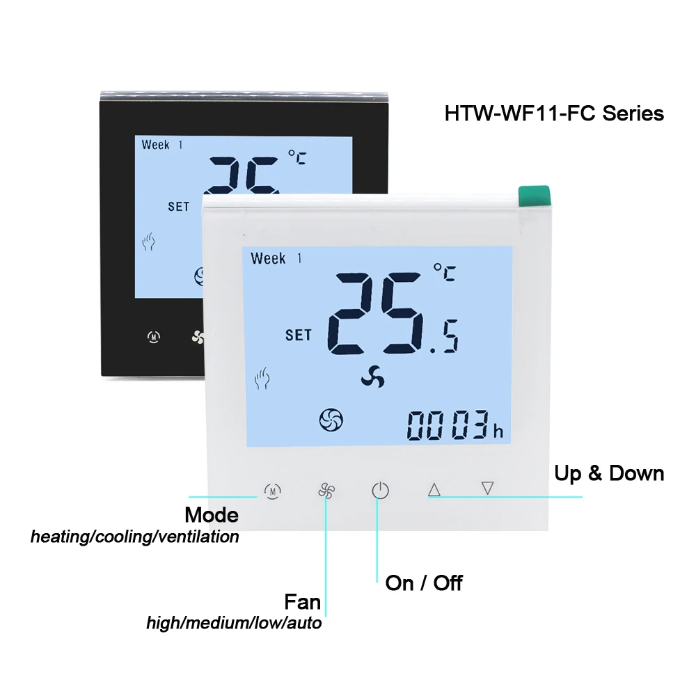 Hotowell WF11 Window Card Keycard Input Modulating Modbus Easy Installation Thermostat