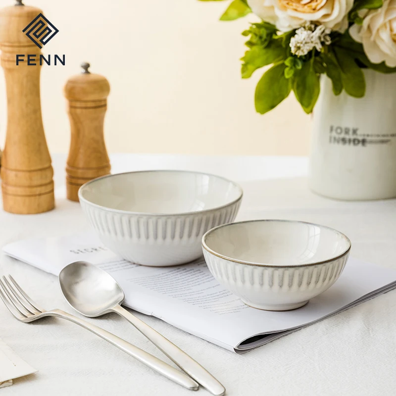 Country Style Simple Embossed Stoneware White Ceramic Dinner Dish Plates Porcelain Dinnerware Microwave Safe for Home Kitchen