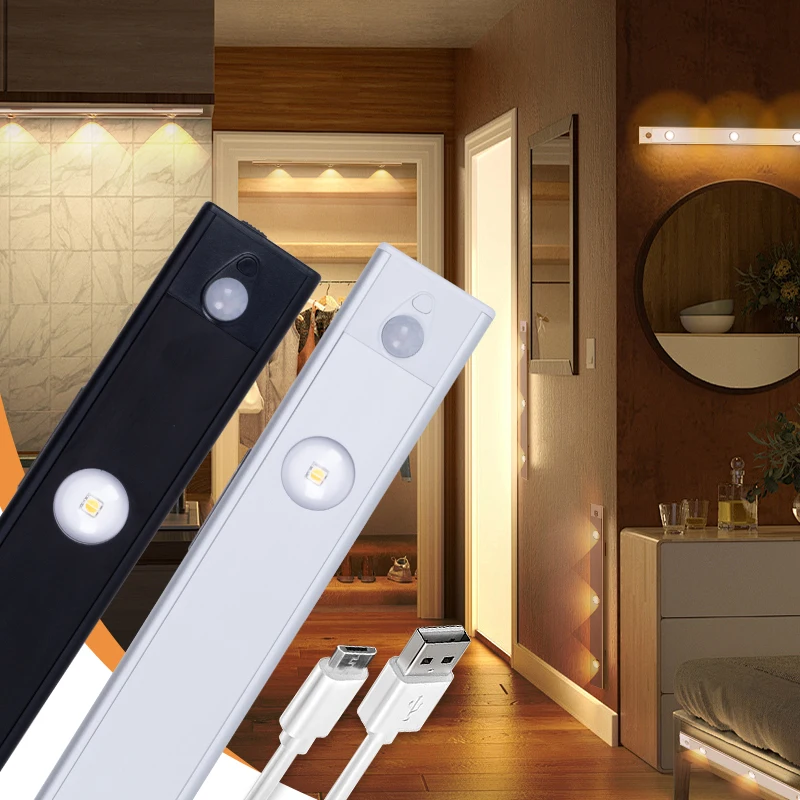 Wholesale  USB Charging Port Kitchen Under Lighting Fixtures 2W 20cm Side-press key peephole light LED Cabinet Lamp