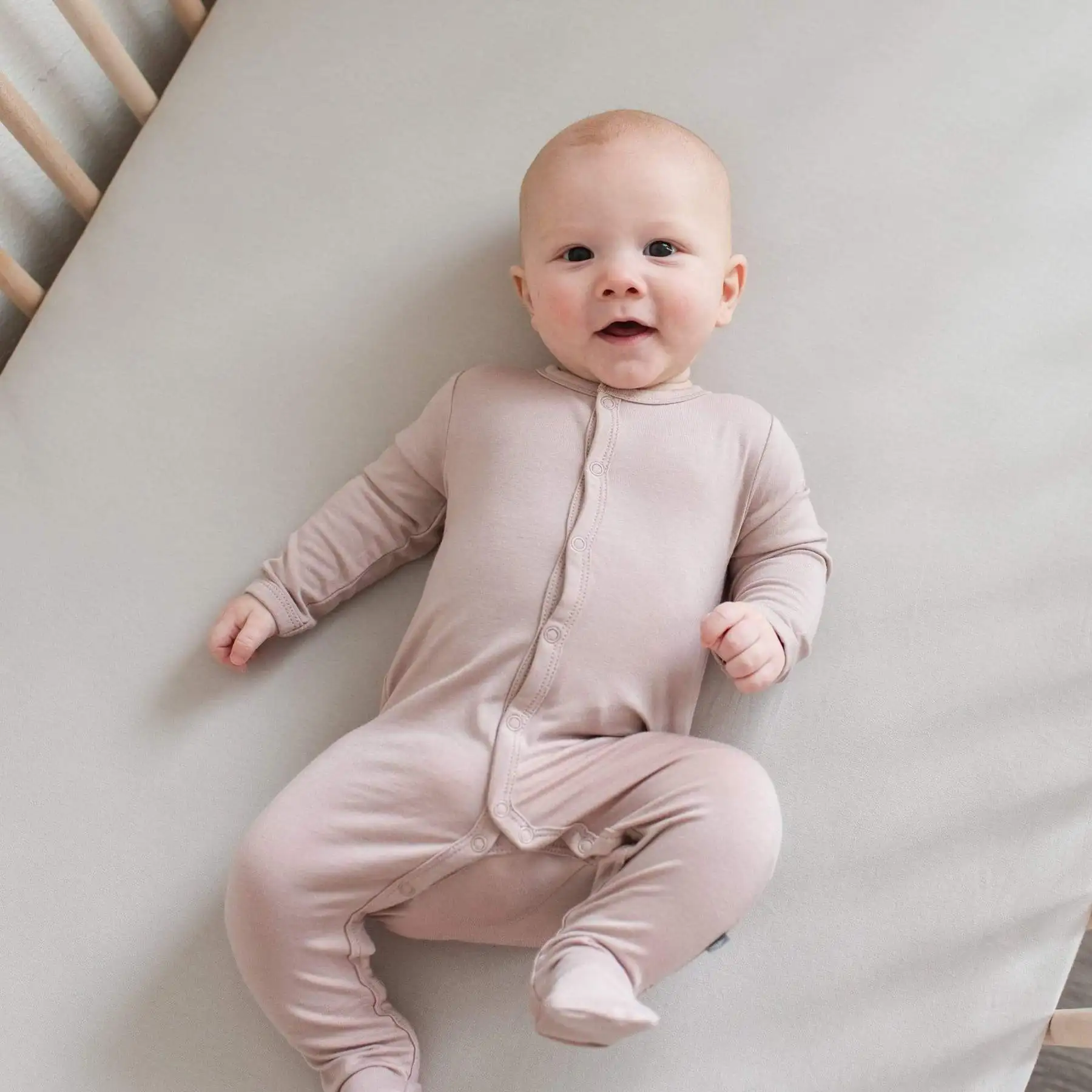 Custom Solid Bamboo Cotton Zipper Baby Romper Footie Pajamas Newborn Baby clothes