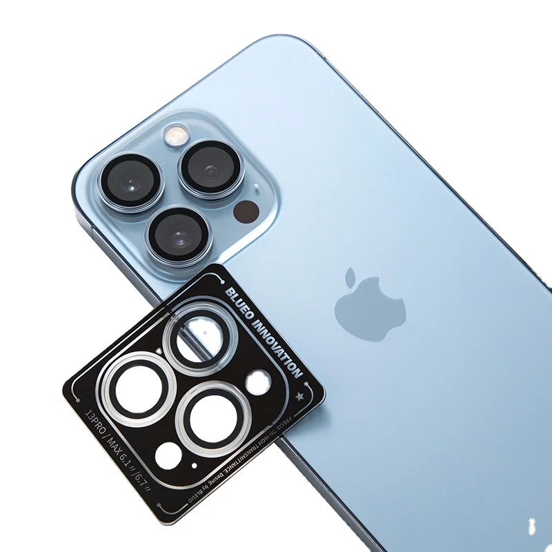 Оригинальное металлическое закаленное стекло BLUEO высокой прозрачности для мобильного телефона iPhone 13, защитное кольцо для объектива камеры для iphone 13, 12 Pro Max