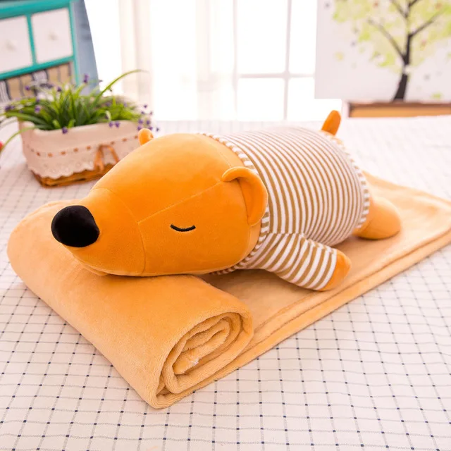 Animal Pillow With Baby Polyester  Flannle Fleece Baby Blanket Cartoon Bear