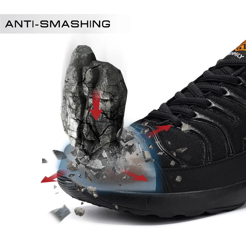 LARNMERN Air Cushion Steel Toe Work Shoes Breathable Safety Toe Shoes Slip resistant Steel Toe Shoes for Men