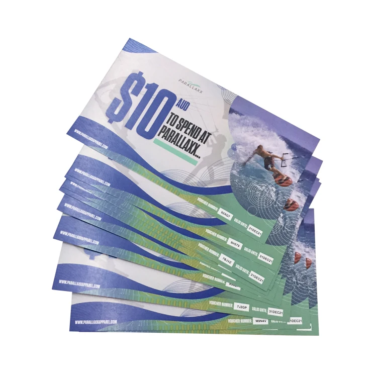 Customized Business Paper Card Event Lottery Coupons Ticket Discount Gift Voucher With Different Codes