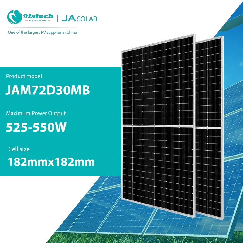 JA Solar Panels Japan 525w 530w 535w 540w 545w 550 Watts Dual Glass Bifacial Placas Fotovoltaicas Monocrystalline Eu Stock