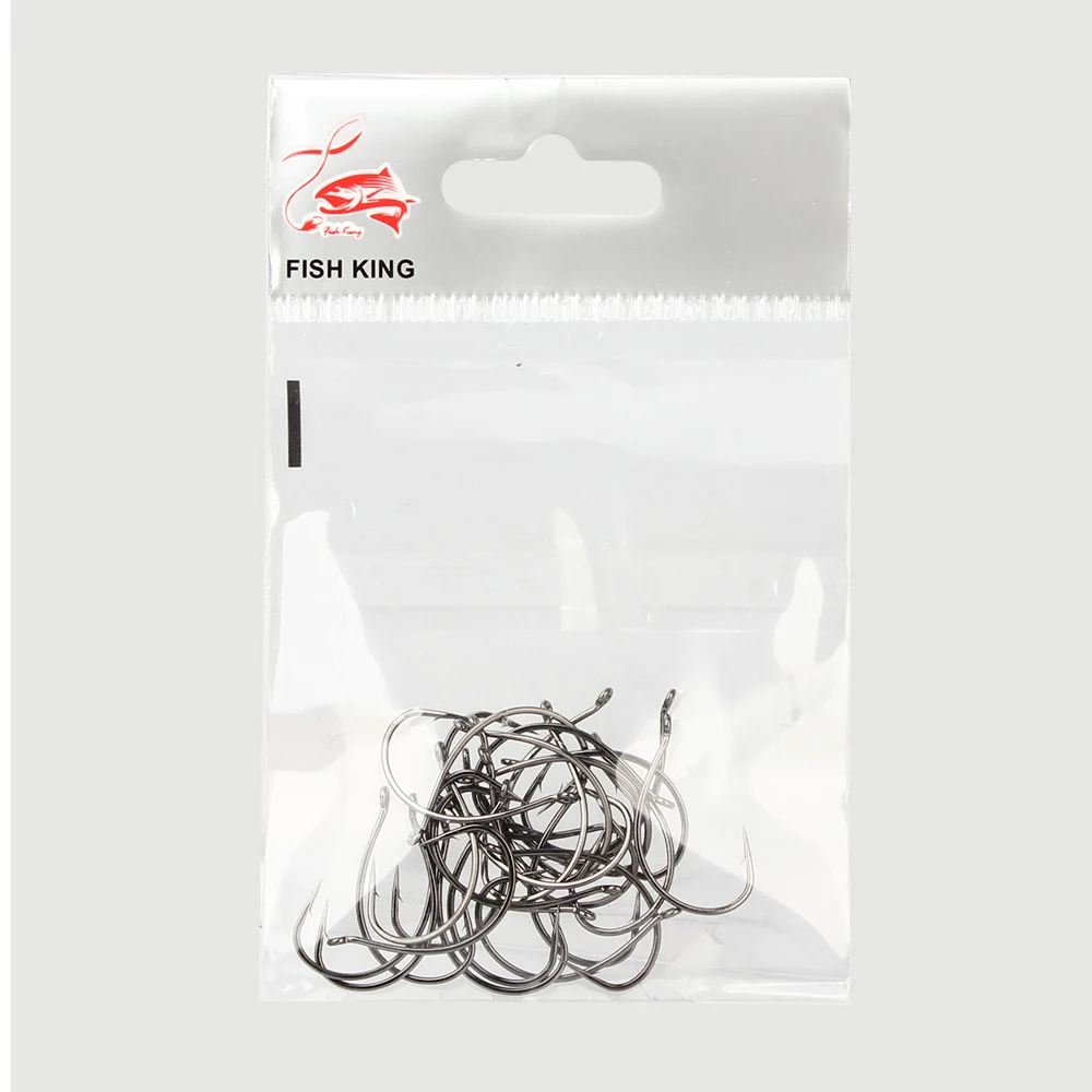 Fishking 8003A High Carbon Fishing Hooks Saltwater Sea Fishing Circled Assist Stainless Steel Fish Hooks 30pcs/bag