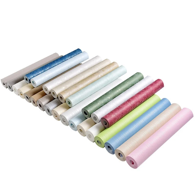 Factory Price Modern Minimalist Flax Stripes Solid Color Nordic Style Paper Wallpaper for Bathroom Living Room Hotel