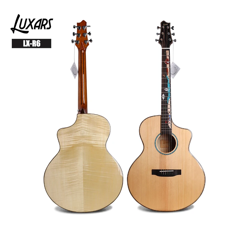 LX-R6 41 inch JF body high quality solid top acoustic guitar advanced guitar with artwork inlay fingerboard solid wood guitar