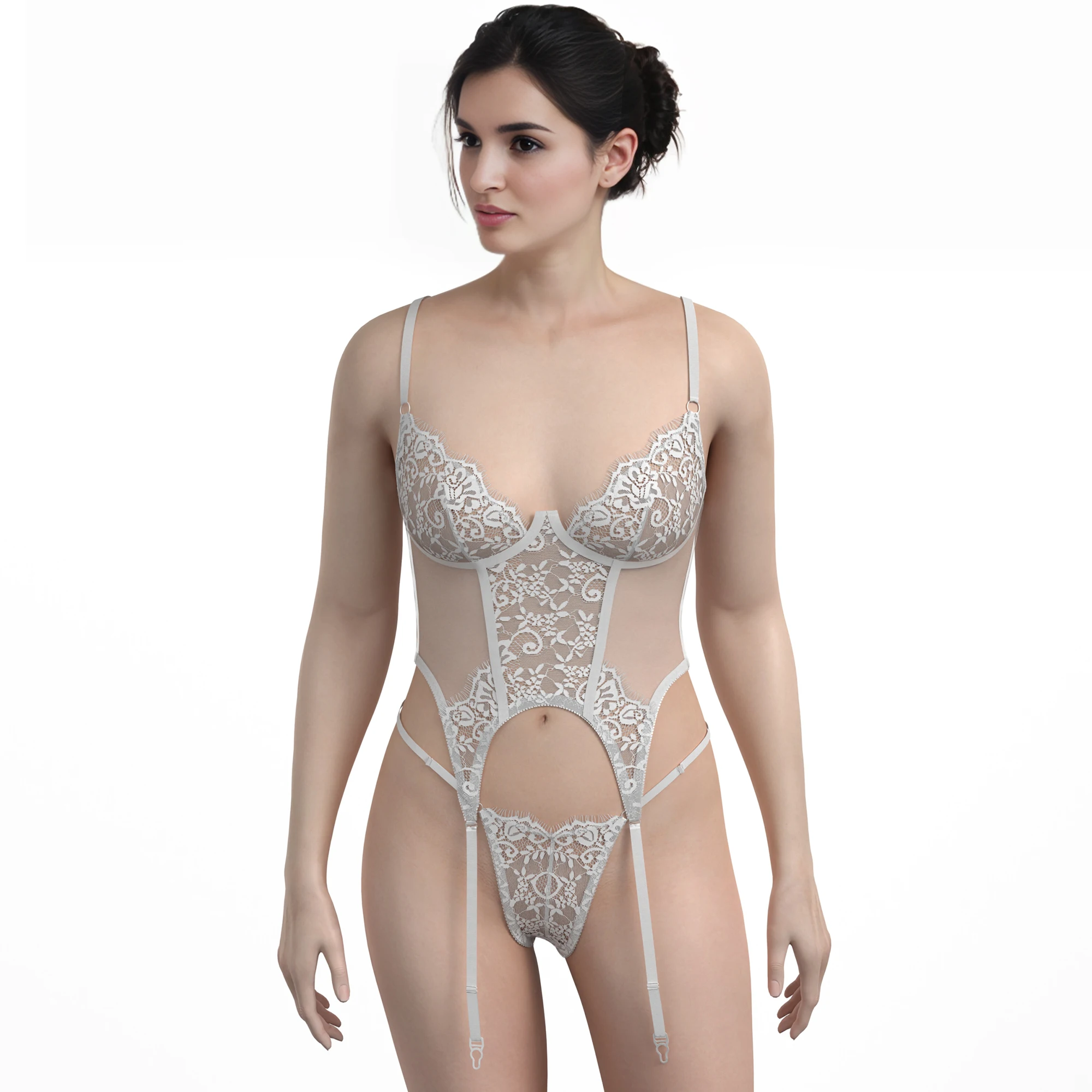 Custom Women Lace Underwire Corset Bra & Brief Sets Lingerie Push Up Underwear Soft Cup Underwire Ladies Bra