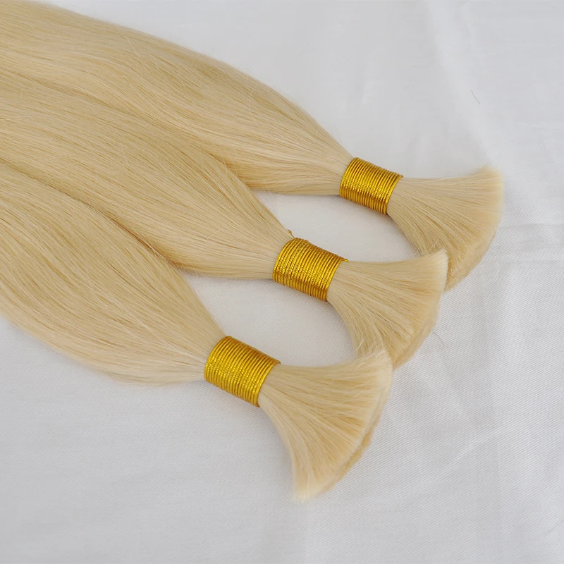 Blonde color hair  bulk 613 human hair bulks Russian human hair bulks