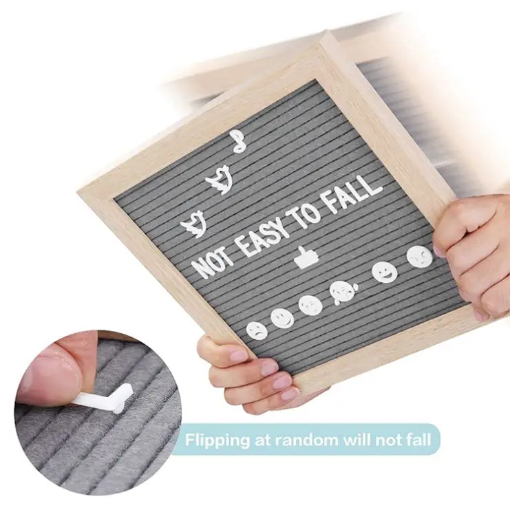 10 * 10 oak gray frame letter support message board announcement Office Wooden felt letter board