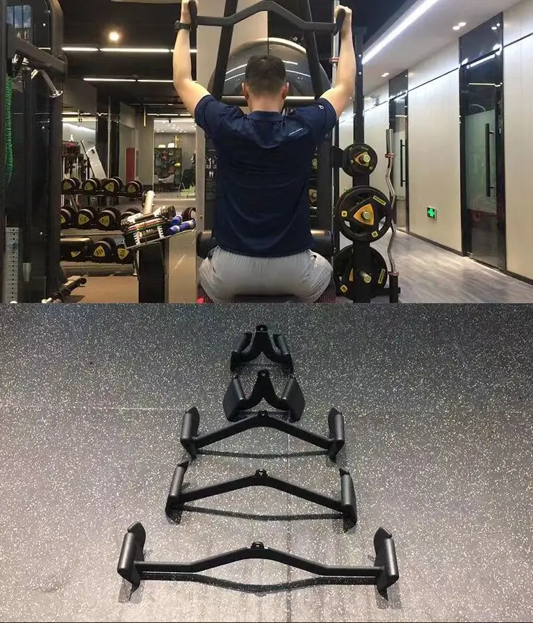 T-bar V-bar Pulley Cable Machine Attachments Bicep Curl Tricep Pulldown Back Strength Training Handle Grips Pull Bar Press Down