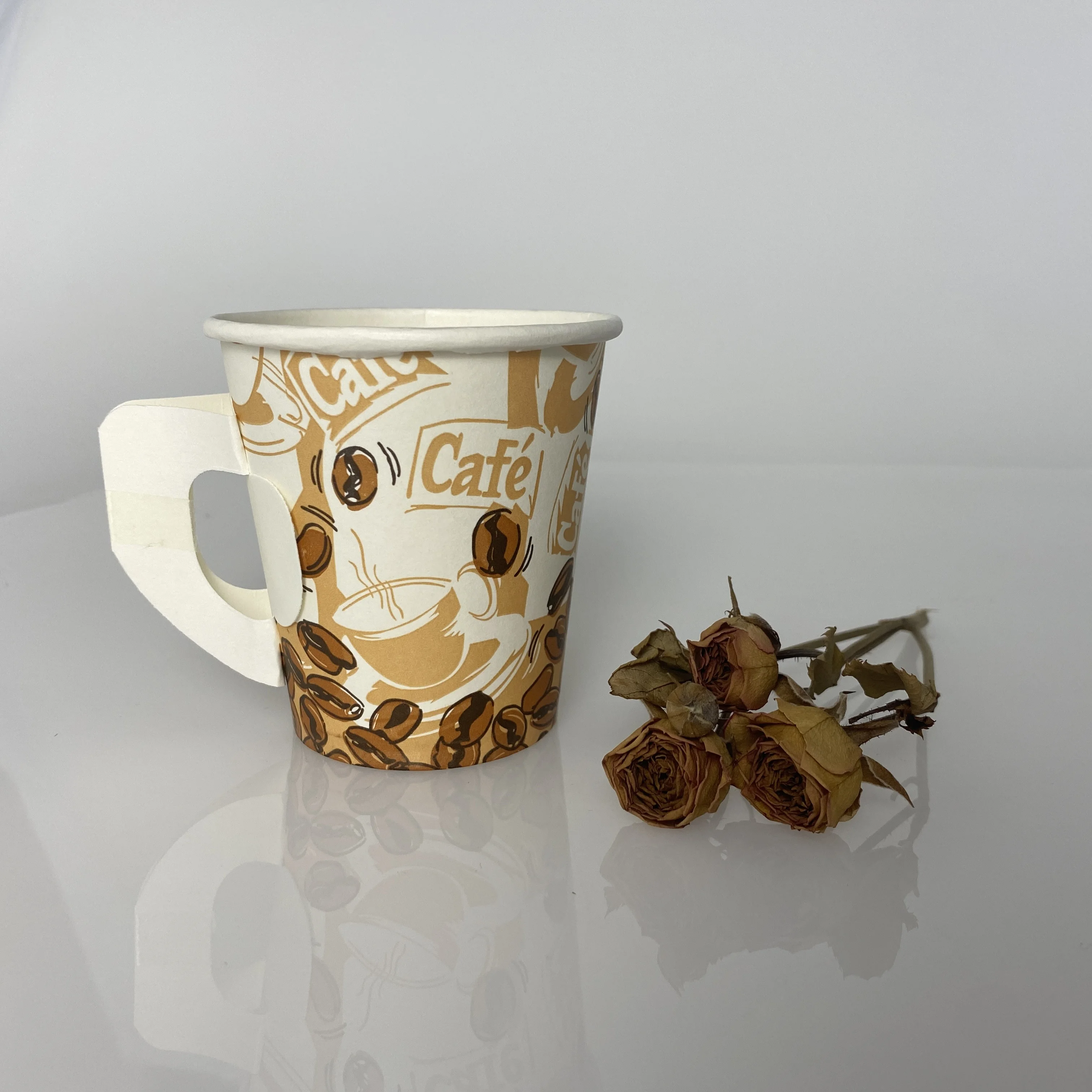 Disposable custom coffee paper cups with butterfly handles