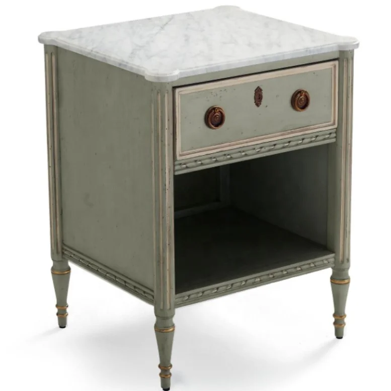 Custom French antiqued solid wood storage bed side table nightstands bedroom furniture