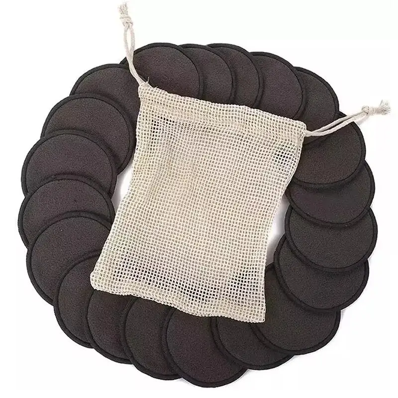Washable Soft Organic Reusable Microfiber Bamboo Or Bamboo Charcoal Round Shape Facial Makeup Remover Pads Private Label