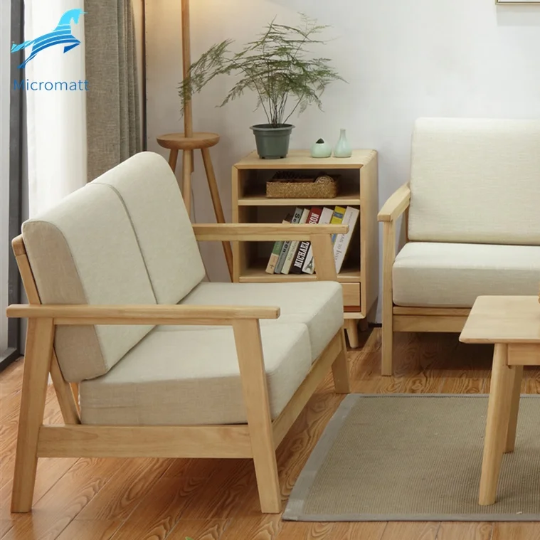 Wholesale Japanese Style Customizable Brown Color Living Room Double Solid Wood Couch