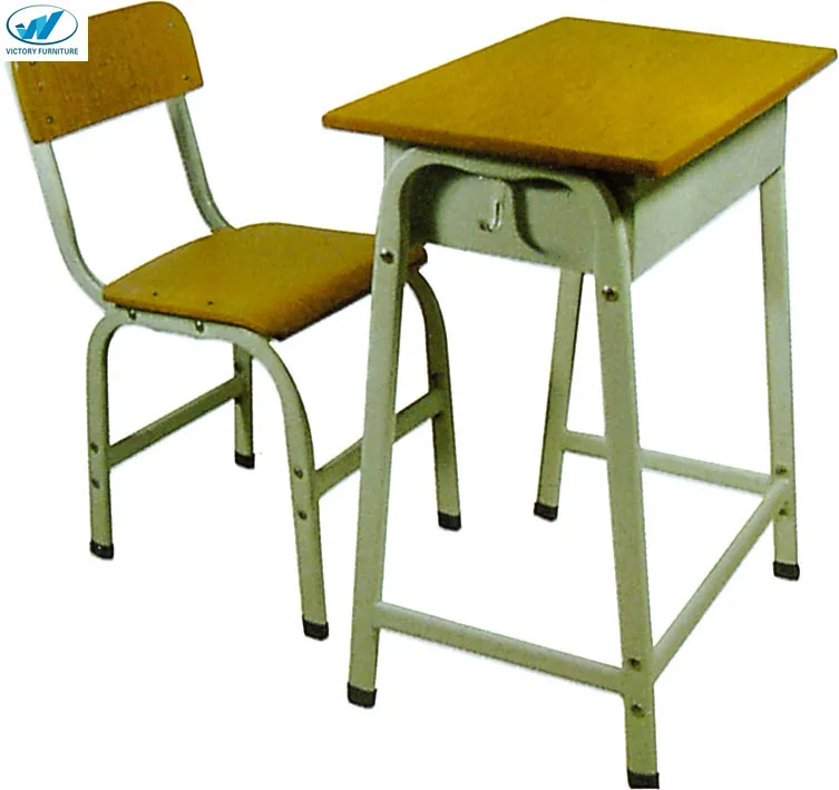 School classroom furniture kids metal plywood  table and chair set student cheap children  single seat