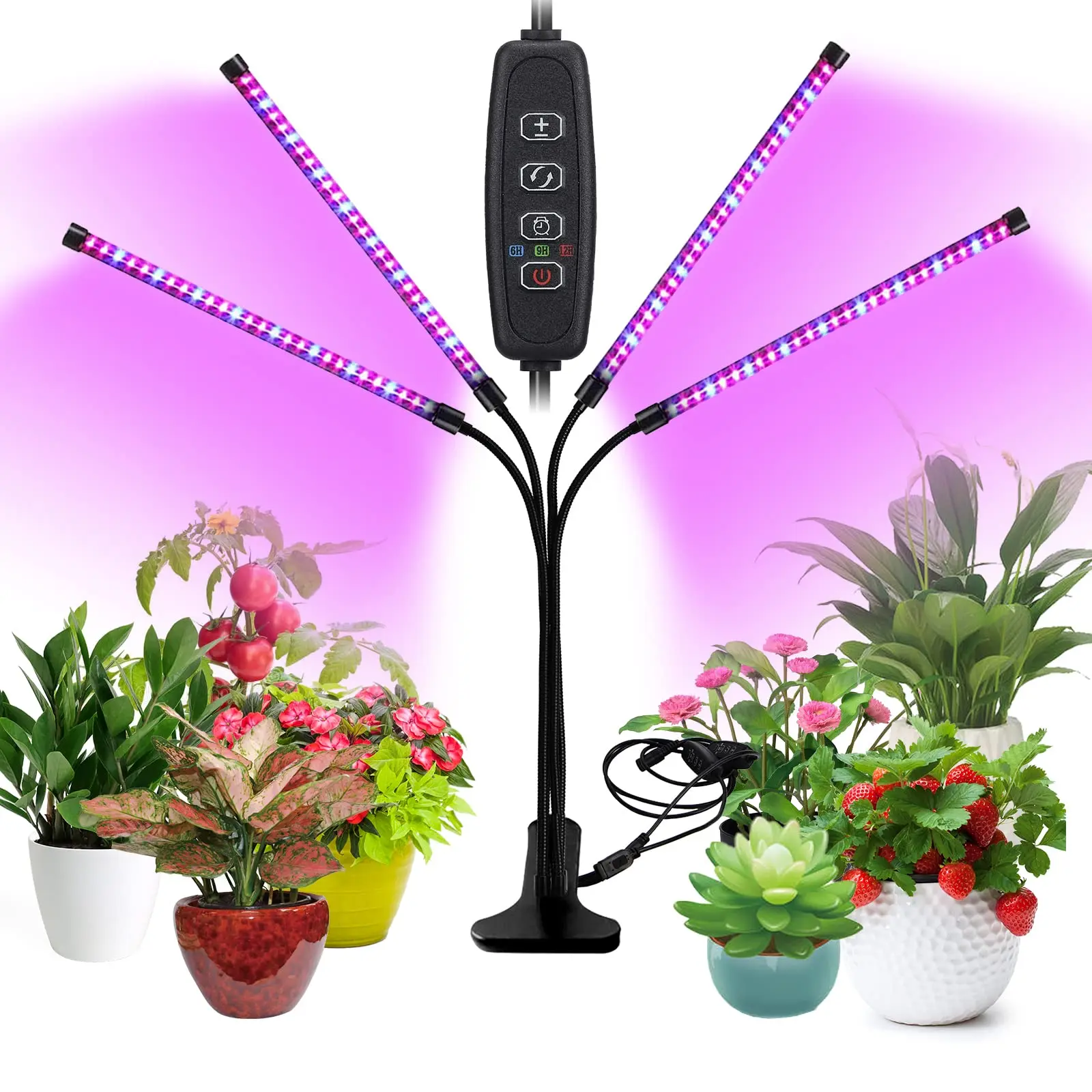 Full Spectrum 18W 27W 36W 1/2/3/4 Heads DC 5V LED Timing Grow Light Dimmable Clip Phytolamp Customized For Indoor Plants