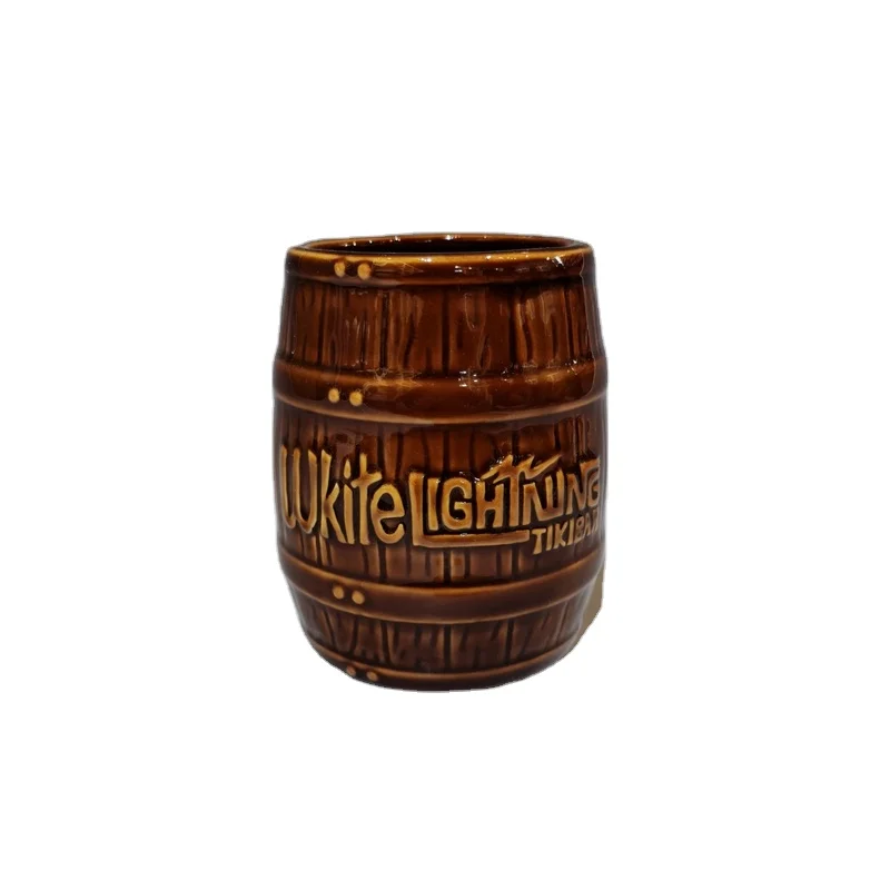 Personalized Coconut  Shaped Ceramic Tiki Mug Cocktail Bar Cup