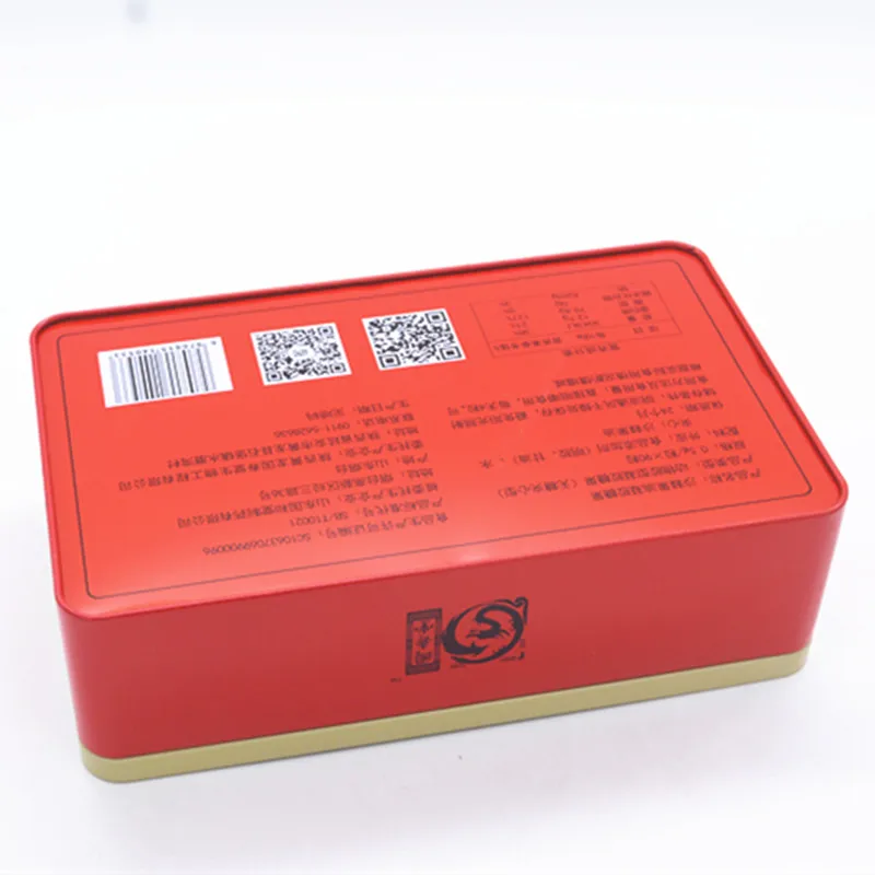 Factory customized rectangular tinplate metal packaging tin box food biscuit packaging is popular in China tin tea