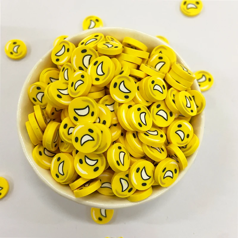 Hengxin Polymer Clay Yellow Emoji Slices Sprinkles for Slime Nail Art Slime Resin Crafts