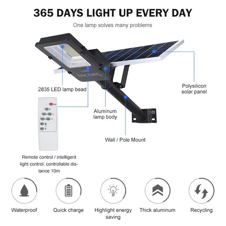 
HUAPAI 10v 60w 100w 150w 200w Ip65 Led Manufacture Integrated Solar Street Light 