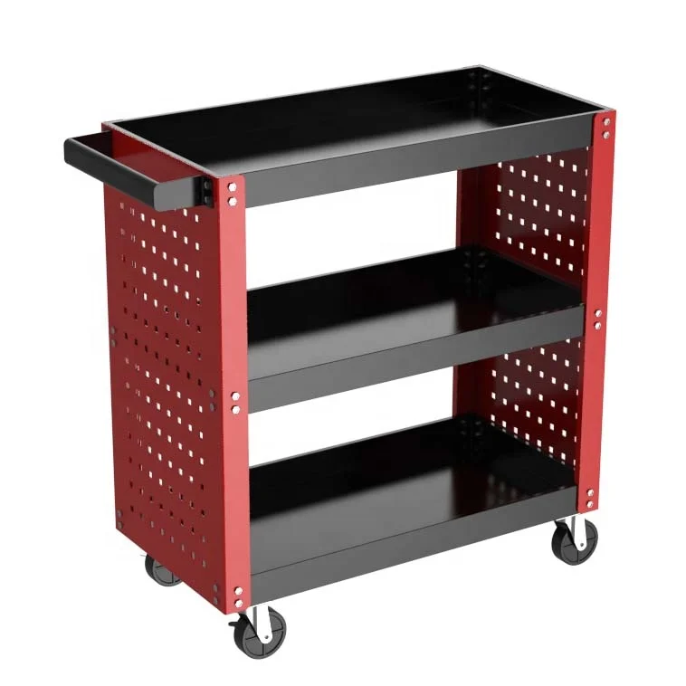 Three-Layer Rolling Auto Repair Tool Cart Hardware Trolley Mobile OEM Supported Workshop Cart with Wheels