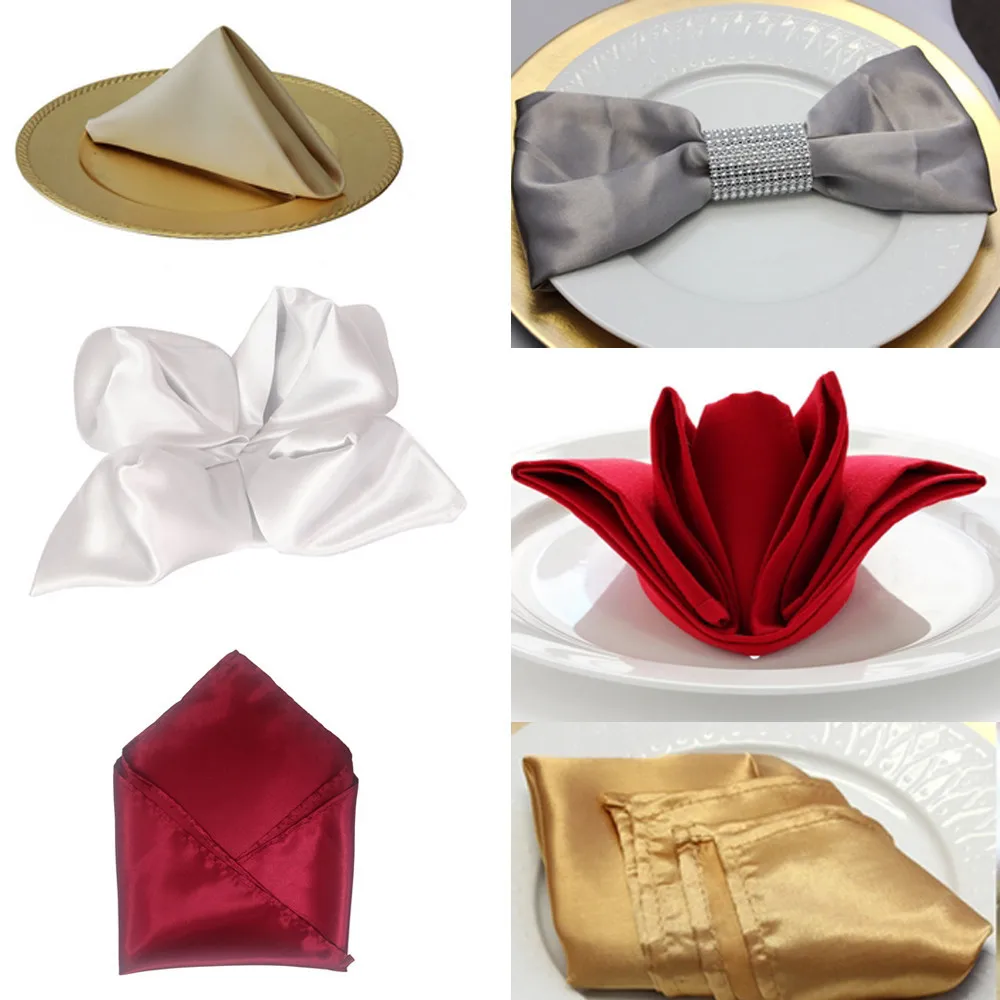 New Hot Lower Price 50*50cm Square Cloth Napkins Colorful Decoration Satin Naplin for Wedding Hotel