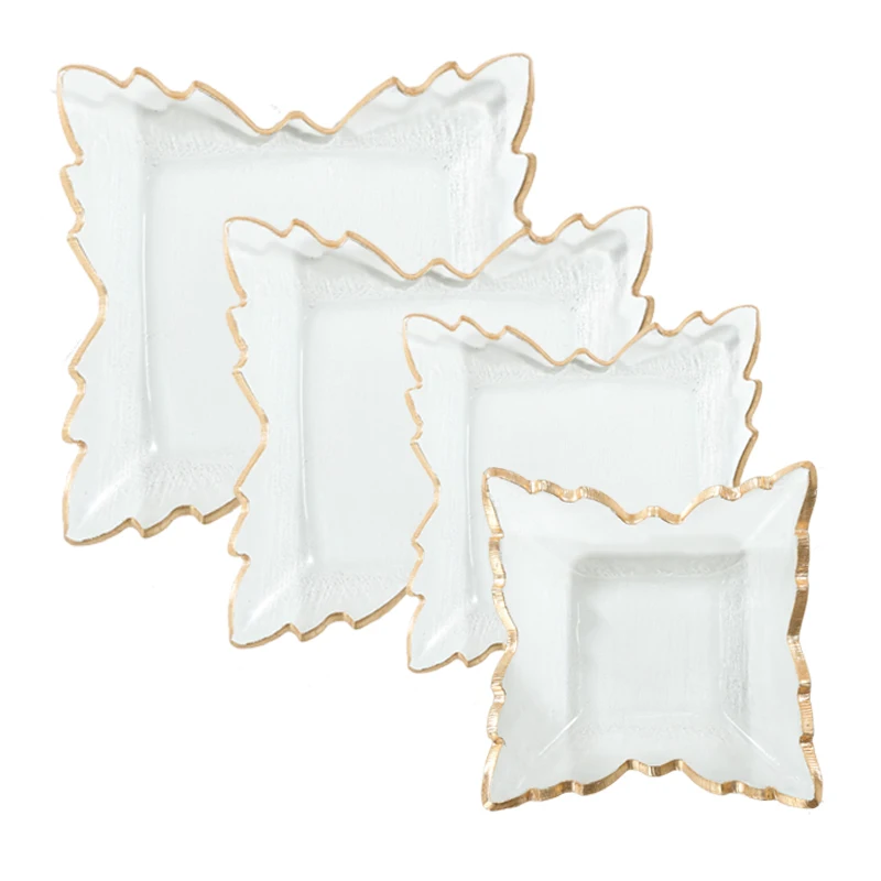 Wedding Event Party Wholesale Glass Dinnerware Sets High-end irregular shape serving dishes plate Western Food
