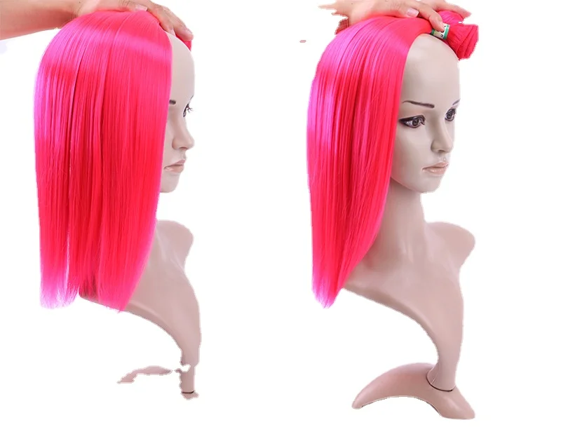 Monochrome Chemical Fiber Matte High Temperature Silk Hair Curtain Synthetic Fiber Hair Pink