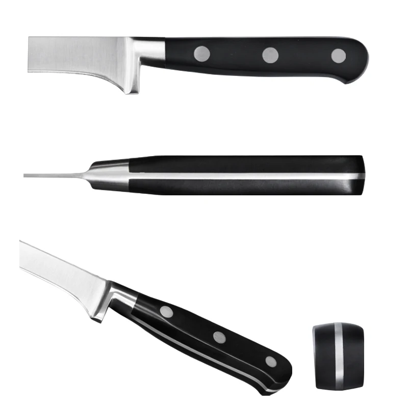 Tuobituo Kitchen 6 Inch POM ABS Handle German 1.4116 Stainless Steel Curved Boning Knife Fishing Filleting Knives