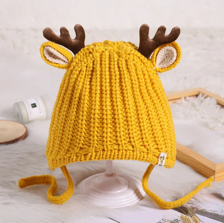 2023 hot sales cute knit new baby deer hat crochet the Christmas deer hat