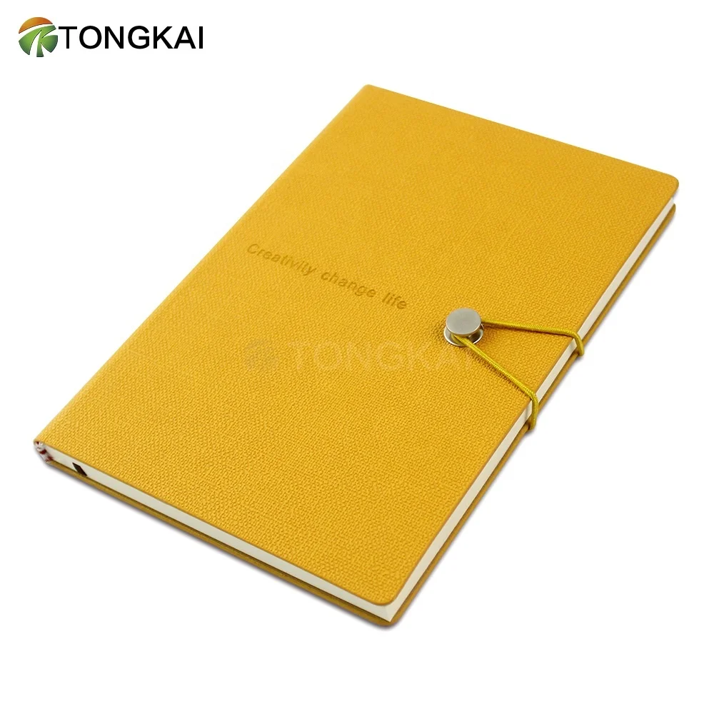 Custom A5 Fabric Pattern Faux PU Leather Soft cover Journal Notebook With A Elastic Rope Or Band